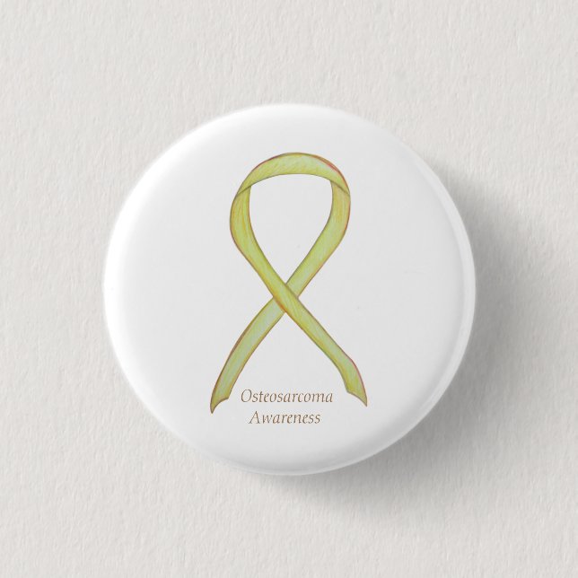 Osteosarcoma Yellow Awareness Ribbon Custom Pin (Front)