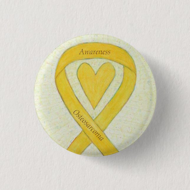 Osteosarcoma Yellow Awareness Ribbon Heart Pin (Front)