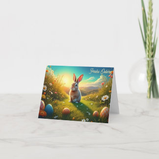 Osterhase und bunte Eier im Frühlingszauber Card