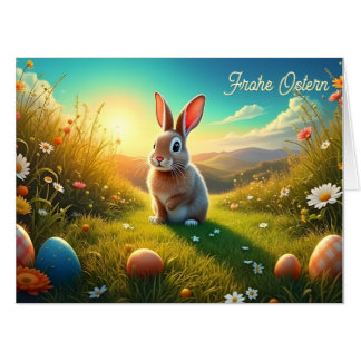 Osterhase und bunte Eier im Frühlingszauber Card