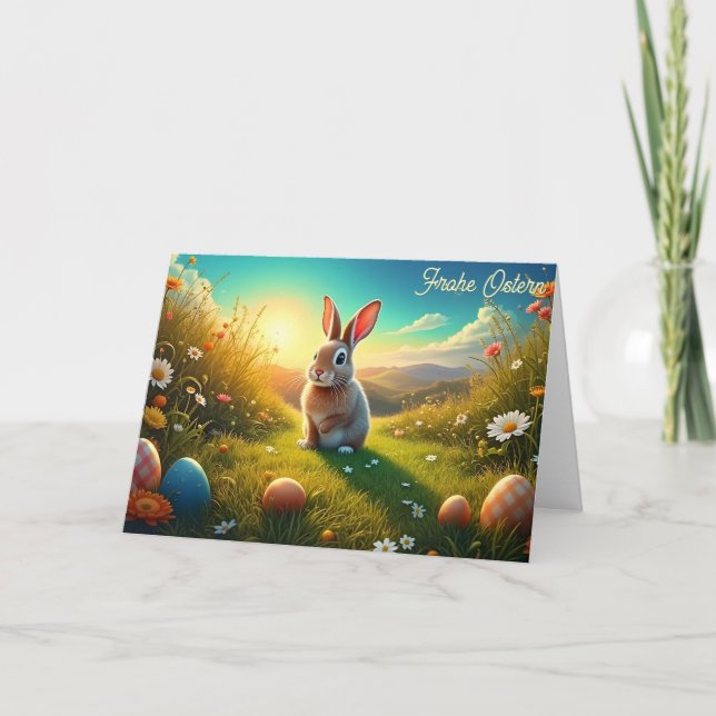 Osterhase und bunte Eier im Frühlingszauber Card (Front)
