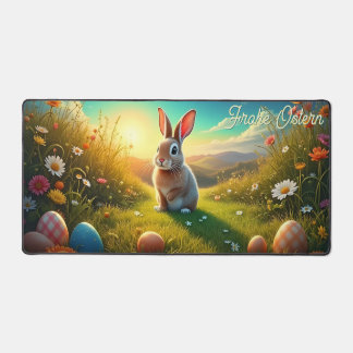 Osterhase und bunte Eier im Frühlingszauber Desk Mat