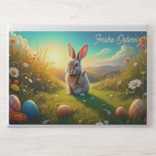 Osterhase und bunte Eier im Frühlingszauber HP Laptop Skin (Front)