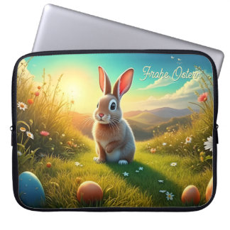 Osterhase und bunte Eier im Frühlingszauber Laptop Sleeve