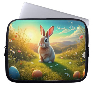Osterhase und bunte Eier im Frühlingszauber Laptop Sleeve