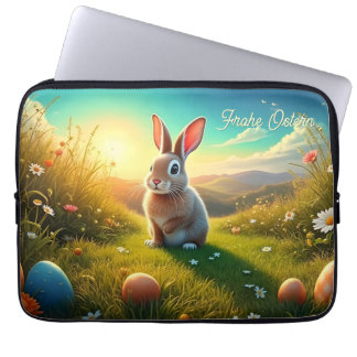 Osterhase und bunte Eier im Frühlingszauber Laptop Sleeve