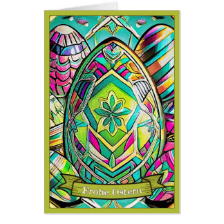 Ostermotiv farbiger Cartoon mit Ostereier 13553 Card