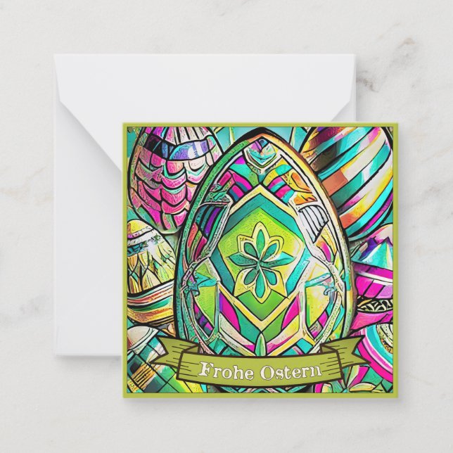Ostermotiv farbiger Cartoon mit Ostereier 13553 Note Card (Front)