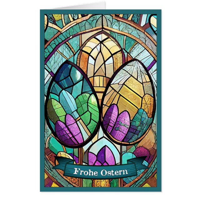 Ostermotiv farbiger Cartoon mit Ostereier 56019 Card (Front)