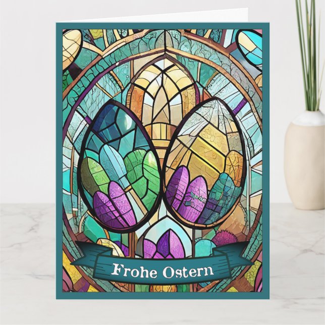 Ostermotiv farbiger Cartoon mit Ostereier 56019 Card (Front)