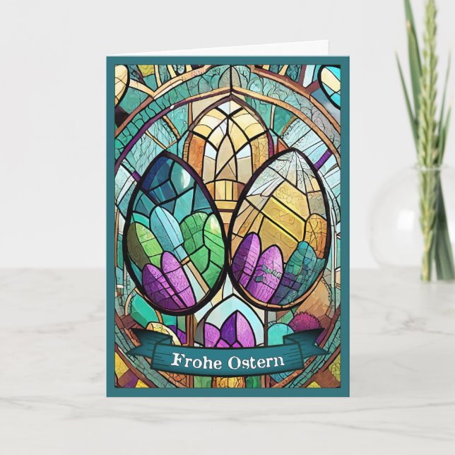 Ostermotiv farbiger Cartoon mit Ostereier 56019 Card (Front)