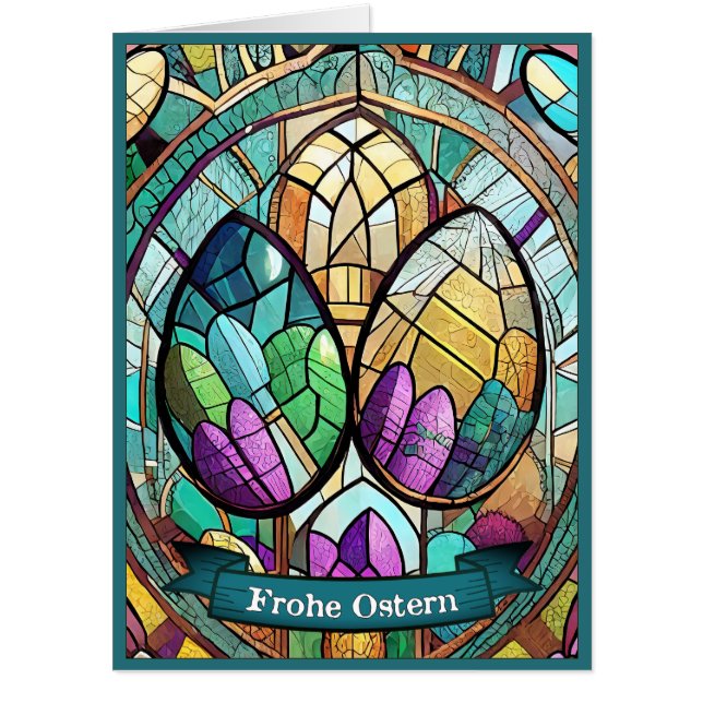 Ostermotiv farbiger Cartoon mit Ostereier 56019 Card (Front)