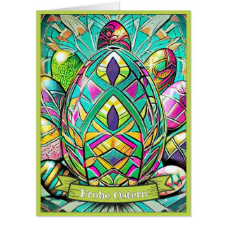 Ostermotiv farbiger Cartoon mit Ostereier 90732 Card