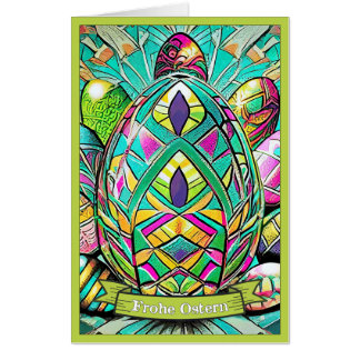 Ostermotiv farbiger Cartoon mit Ostereier 90732 Card