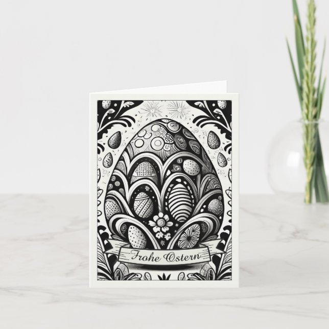 Ostermotiv monochrome Cartoon mit Ostereier 10756 Card (Front)