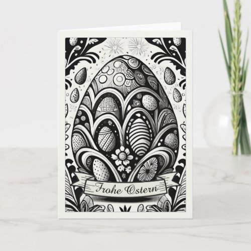 Ostermotiv monochrome Cartoon mit Ostereier 10756 Card