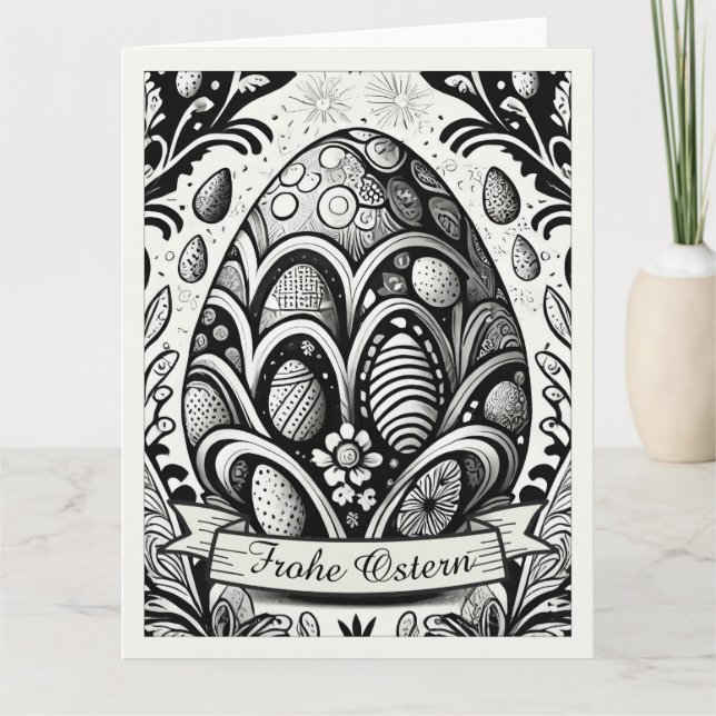 Ostermotiv monochrome Cartoon mit Ostereier 10756 Card (Front)