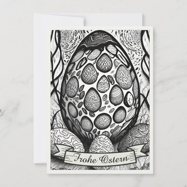 Ostermotiv monochrome Cartoon mit Ostereier 25024 (Front)