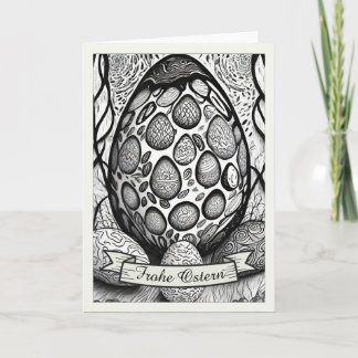 Ostermotiv monochrome Cartoon mit Ostereier 25024 Card
