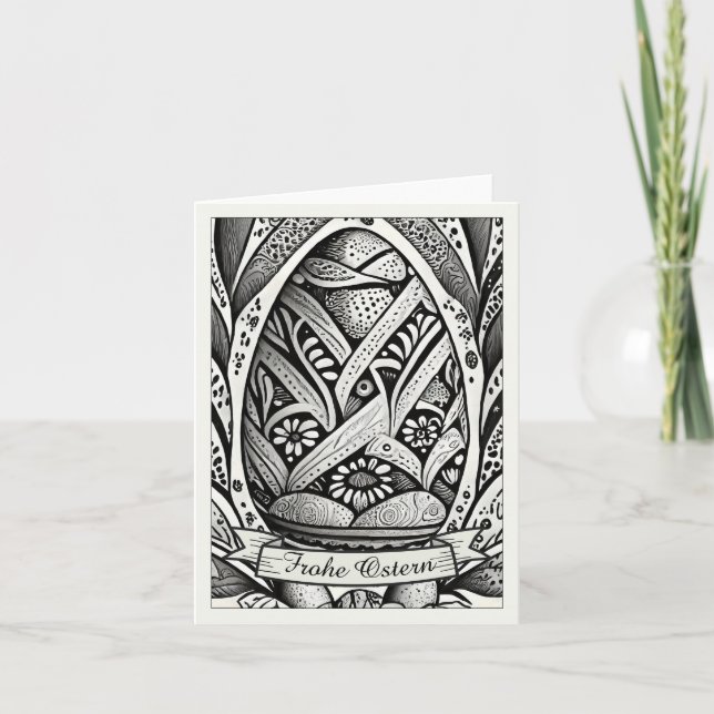 Ostermotiv monochrome Cartoon mit Ostereier 26006 Card (Front)