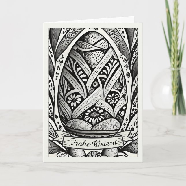 Ostermotiv monochrome Cartoon mit Ostereier 26006 Card (Front)