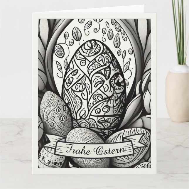 Ostermotiv monochrome Cartoon mit Ostereier 35730 Card (Front)