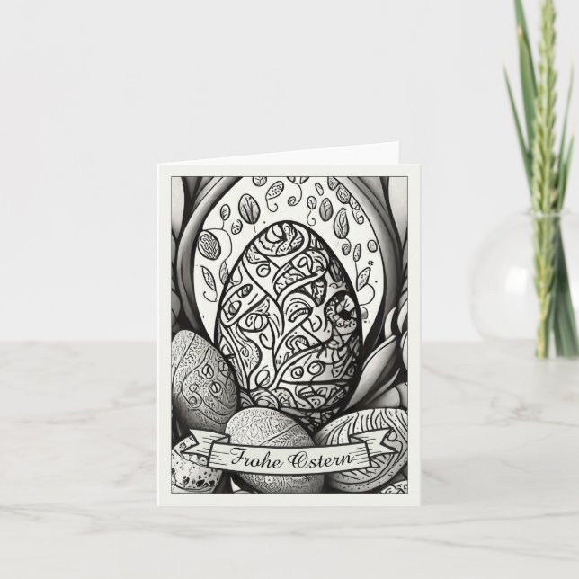 Ostermotiv monochrome Cartoon mit Ostereier 35730 Card (Front)