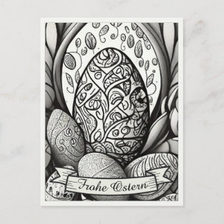 Ostermotiv monochrome Cartoon mit Ostereier 35730 Holiday Postcard