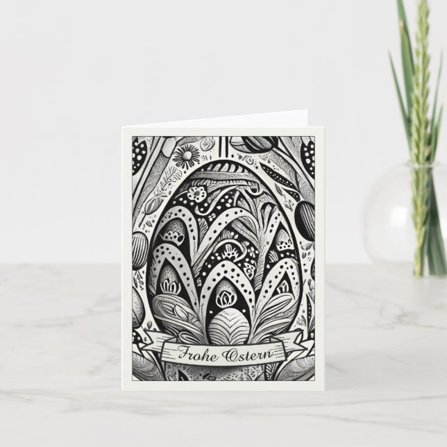 Ostermotiv monochrome Cartoon mit Ostereier 52158 Card (Front)