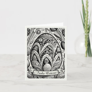 Ostermotiv monochrome Cartoon mit Ostereier 52158 Card