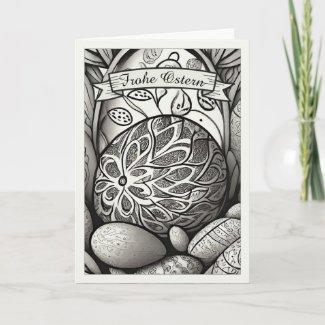 Ostermotiv monochrome Cartoon mit Ostereier 97330