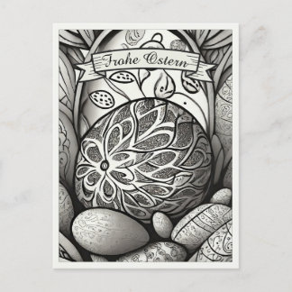Ostermotiv monochrome Cartoon mit Ostereier 97330 Holiday Postcard
