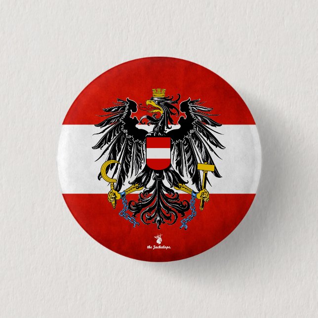 " Österreich: 1918/heute - Flagge mit Wappen... Button (Front)