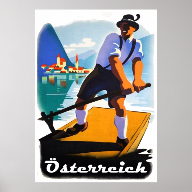 " Österreich: 2021/hour - Vintage Sommer Reise Poster (Front)
