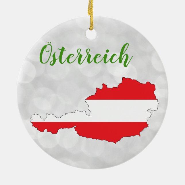 Österreich Austria Austrian Flag Map Ceramic Ornament (Back)