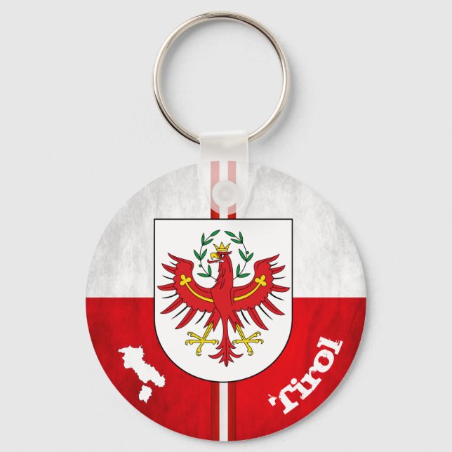 " Österreich: Tirol Flagge und Wappen ... Keychain (Front)