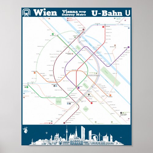  sterreich Wien U_Bahn SUBWAYmap  Poster