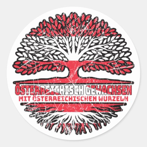 sterreichisch sterreich Baum Wurzel Flagge Fahne Classic Round Sticker