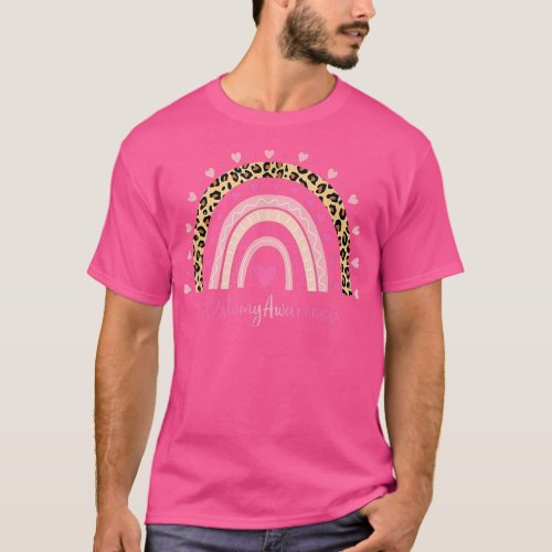 Ostomy Awareness Pink Heart Leopard Rainbow Ostomy T_Shirt