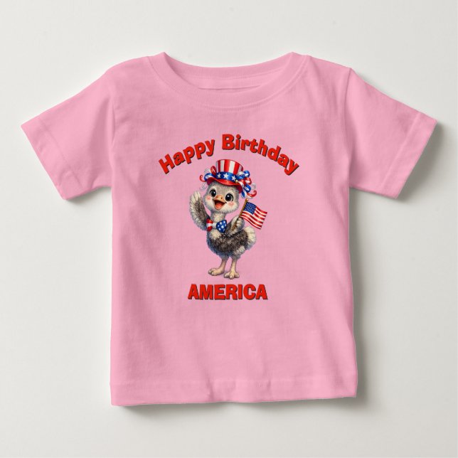 Ostrich (4p) Patriotic Kid T-Shirt (Front)