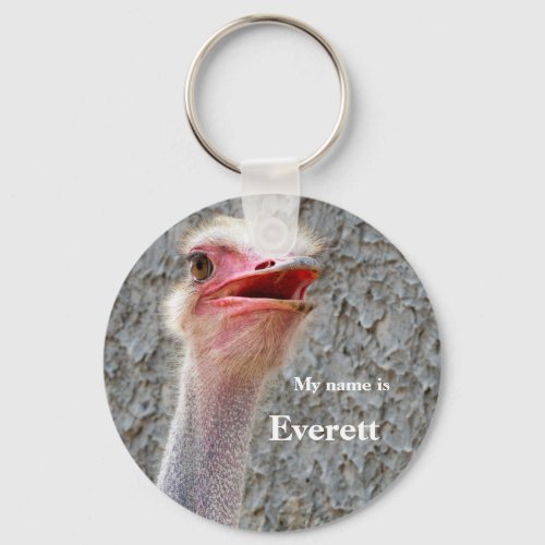 Ostrich animal bird wildlife personalizable keychain