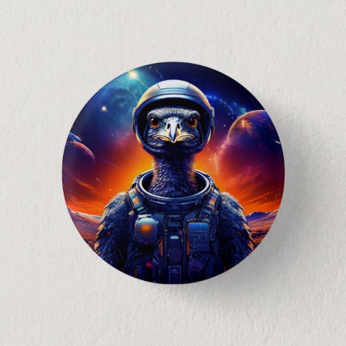 Ostrich Astronaut Button