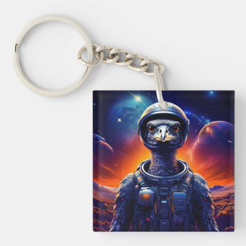Ostrich Astronaut Keychain