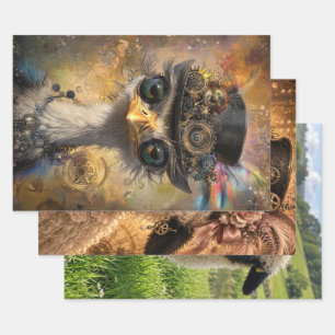 Ostrich, Baby Doll Sheep Steampunk, Baby Doll Shee Wrapping Paper Sheets