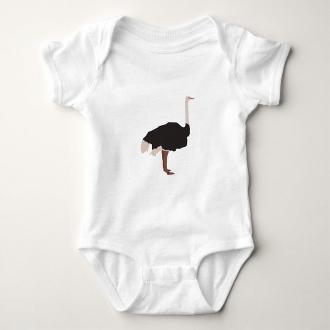 Ostrich Bird Illustration  Baby Bodysuit (Front)