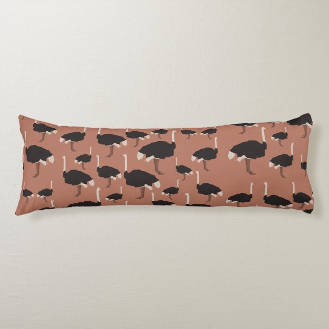 Ostrich Bird Illustration Pattern  Body Pillow (Front)