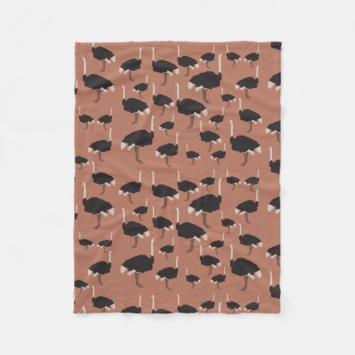 Ostrich Bird Illustration Pattern  Fleece Blanket