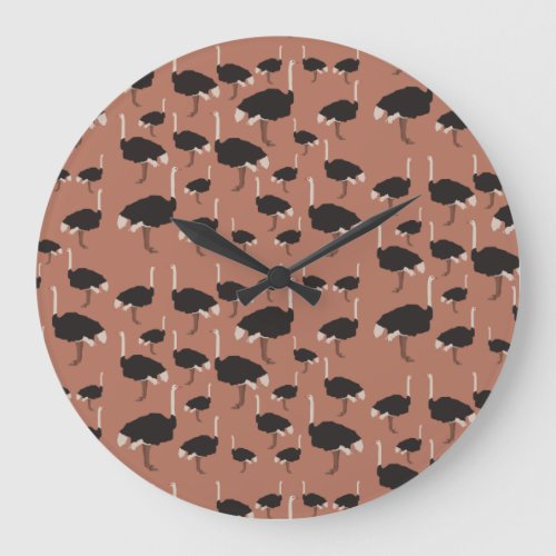 Ostrich Bird Illustration Pattern  Large Clock