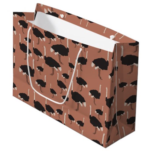 Ostrich Bird Illustration Pattern Large Gift Bag