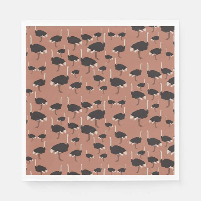 Ostrich Bird Illustration Pattern Napkins (Front)